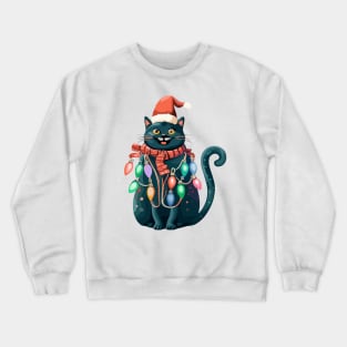 Christmas Lights Cat Merry Catmas Crewneck Sweatshirt